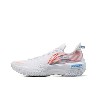 LiNing Jie Ao White Flame Cushioned Slip Resistant Abrasion Resistant Low Top Basketball Shoes Men's Standard White