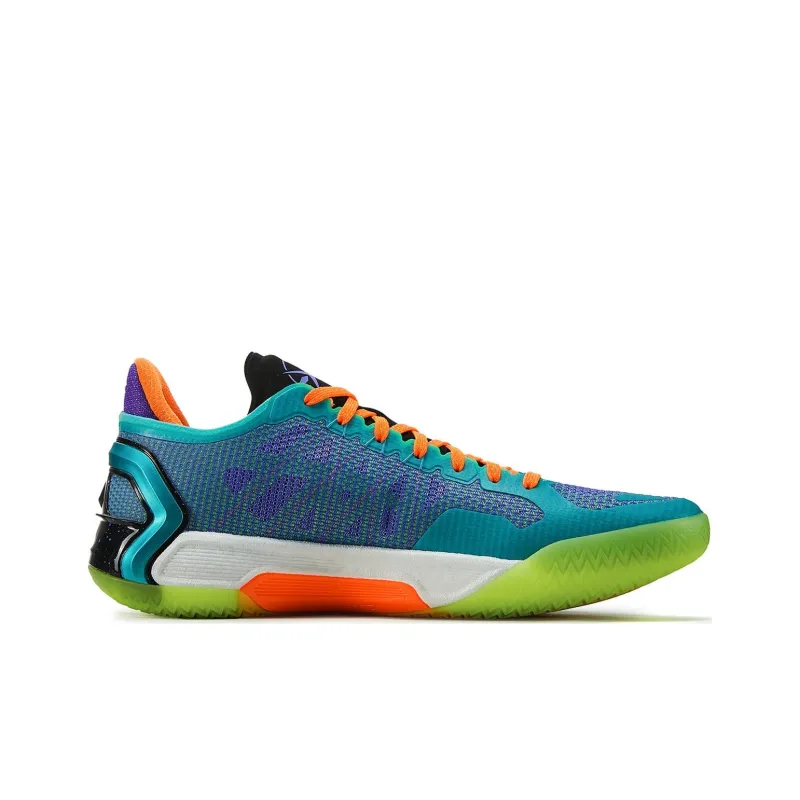 LiNing Blade 4V2 Cushioning Slip Resistant Lightweight Rebound Low Top Basketball Shoes Men's Purple Green-1