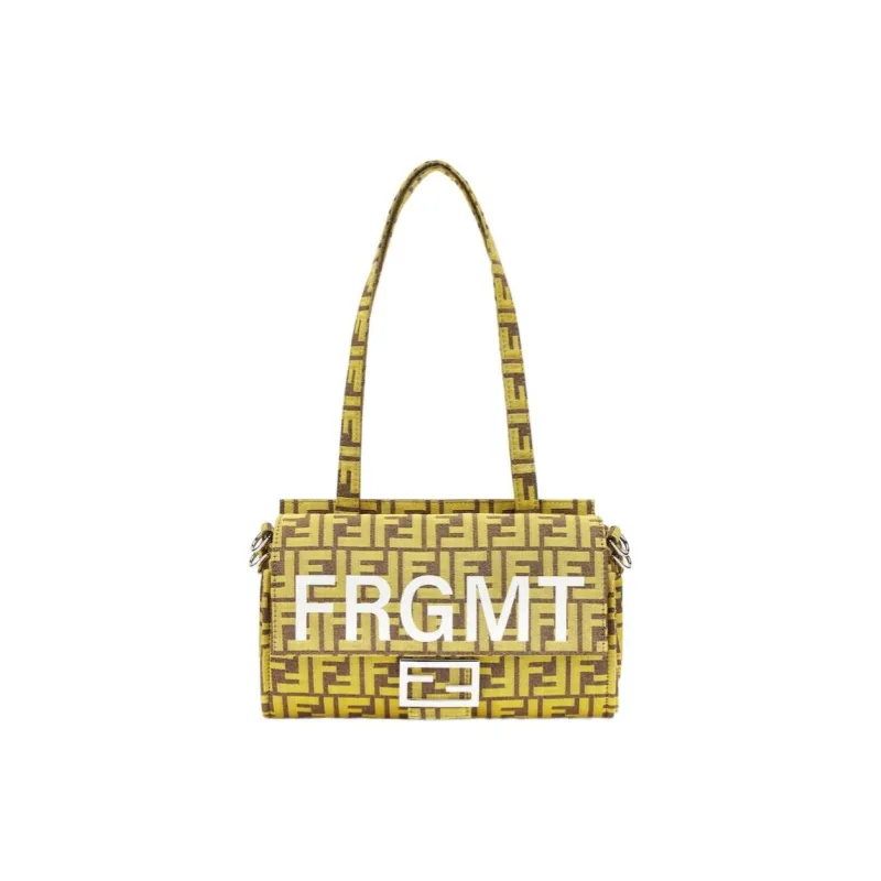 FENDI FRGMT Junya Ito Collaboration Baguette Jacquard Fabric Shoulder Bag Women's Yellow-0
