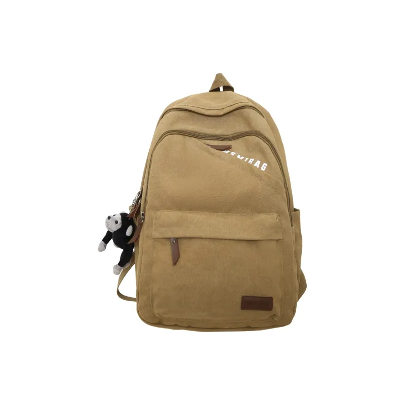 Travel Canvas Backpack Unisex Black/Green/Brown/White/Gray/Khaki-16