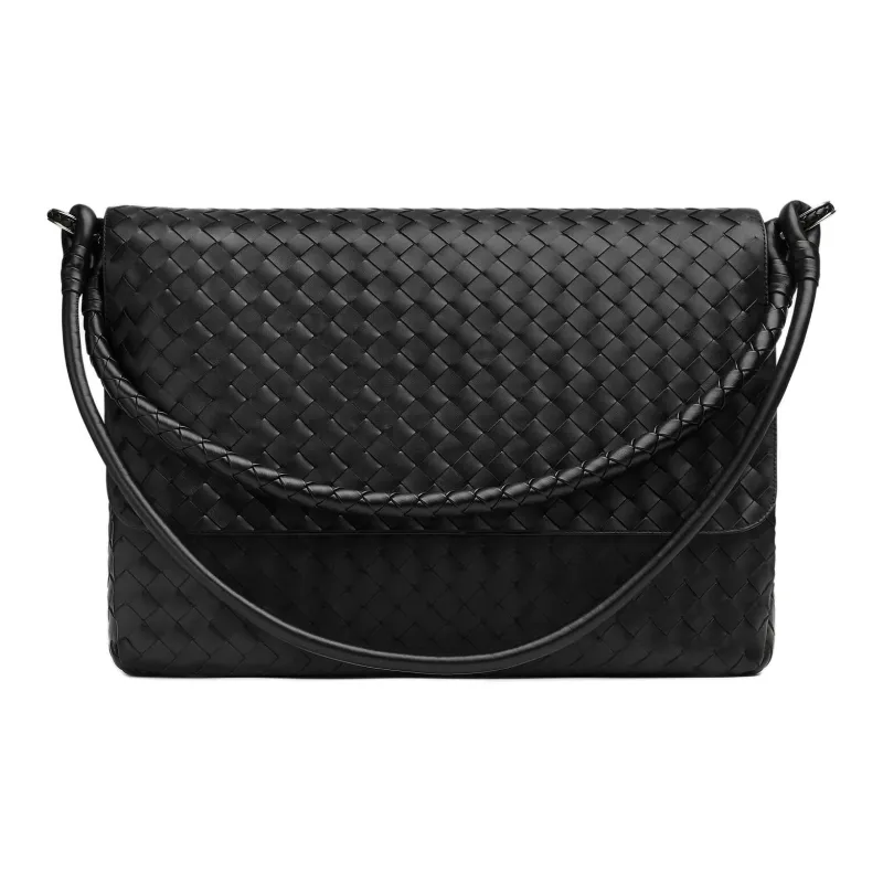 Bottega Veneta Calfskin Messenger Bag, Handbag, Shoulder Bag Men's Black-1