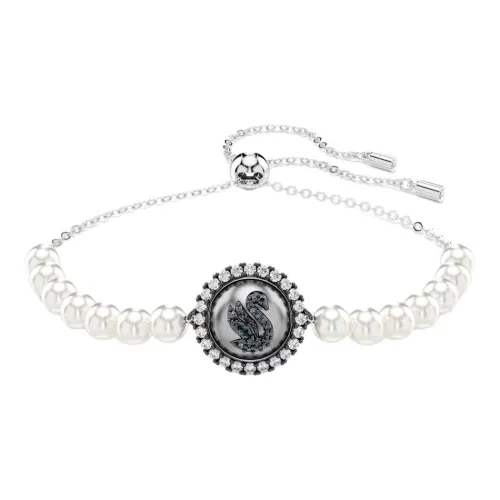 Swarovski Synthetic Cubic Zirconia Rhodium Plated Faux Crystal Faux Pearl Bracelets Women's Gray