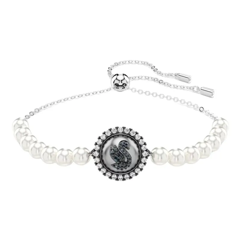 Swarovski Synthetic Cubic Zirconia Rhodium-Plated Faux Crystal Faux Pearl Bracelets Women's Gray-0