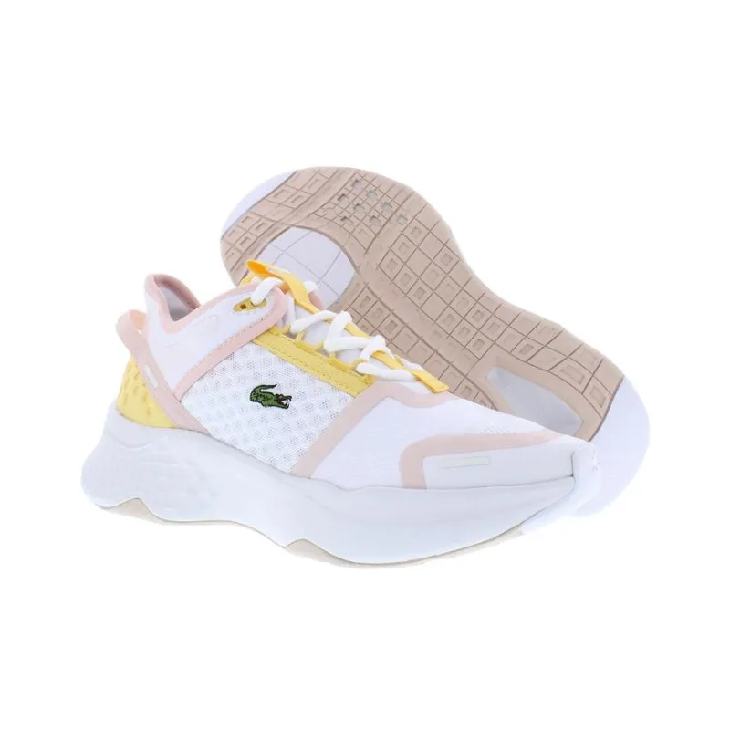 LACOSTE Anti Slip Wear Resistant Low Top Casual Shoes Women's White Pink-4