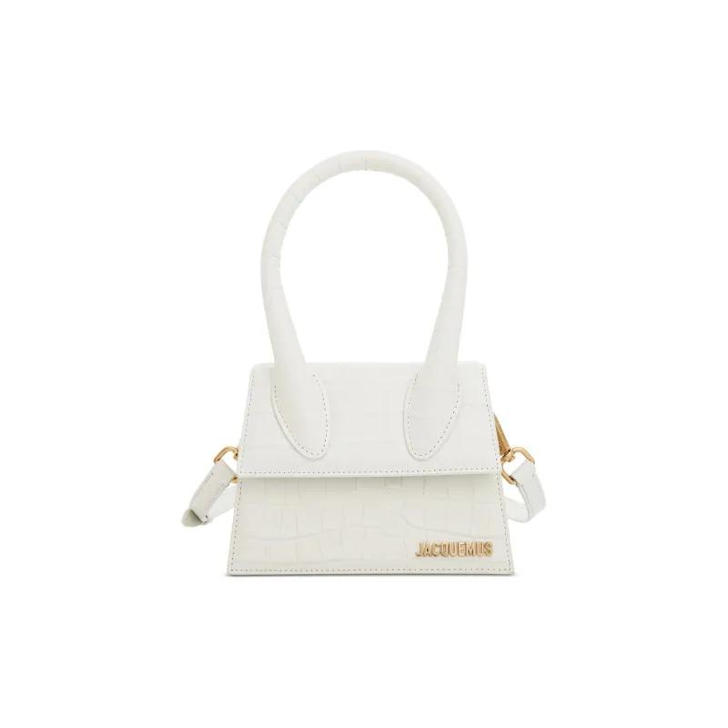 Jacquemus Le Chiquito Crocodile Pattern Cow Leather Shoulder Bag Crossbody Bag Handbag Women's White-1