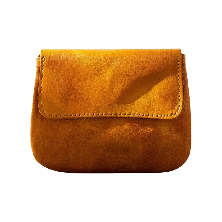 Back Step Top Grain Cow Leather Coin Purse Unisex Multicolor-7