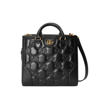 GUCCI GG Matelassé Leather Tote Crossbody Bags Handbags Mini Women's Black