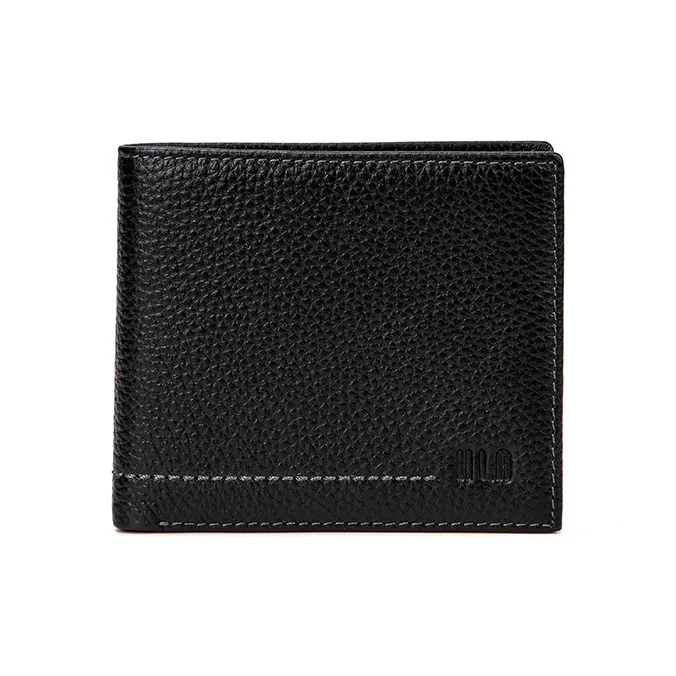 HLA Genuine Leather, Cow Leather Casual Cropped Wallet Regular Men's Black-4
