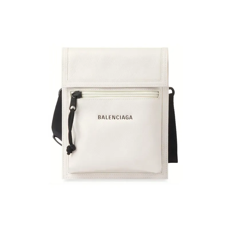 Balenciaga Cow Leather Coin Purse Shoulder Bag Crossbody Bag Men's White-0