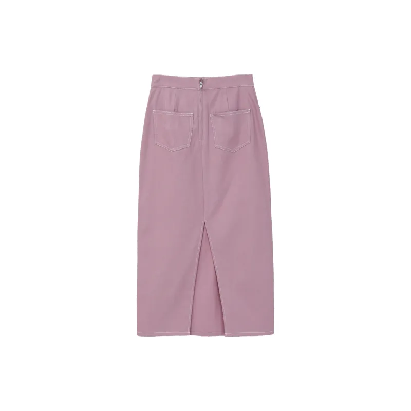 Fstudio Denim Half Length Long Skirt Women's Pink-1