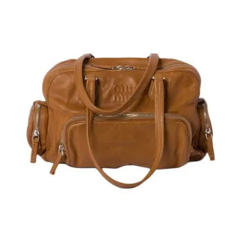 MIU MIU Nappa Leather One Shoulder Handbags Women's Caramel