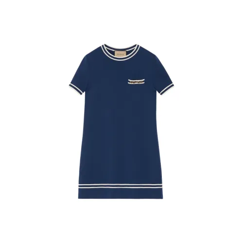 GUCCI Short-Sleeved Dresses Women's Blue