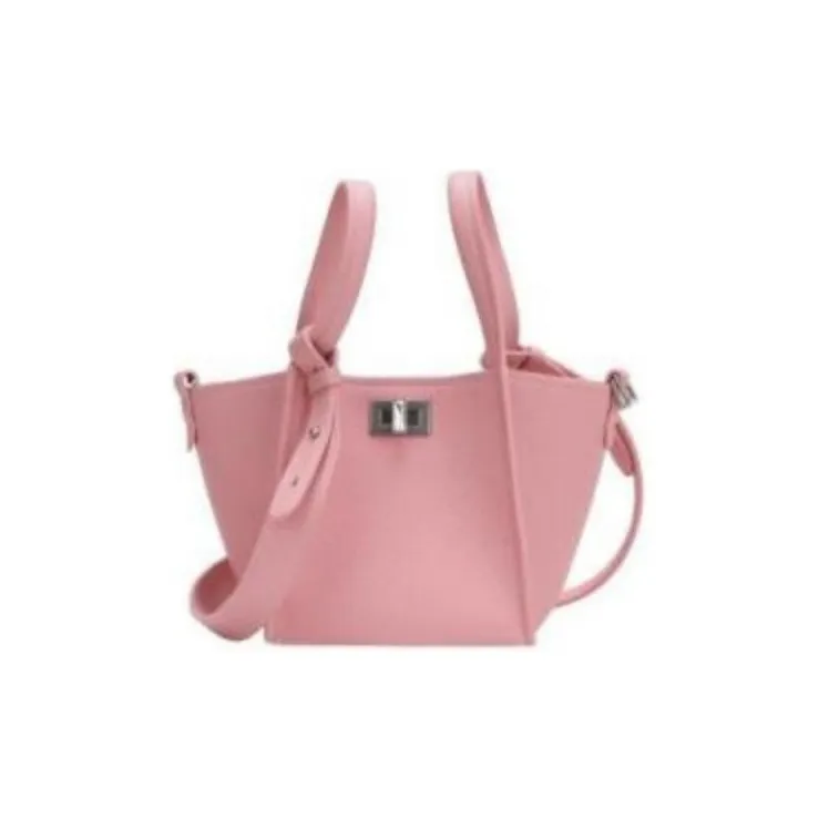 PAIMILAR Top Grain Cow Leather Basket Bag, Handbag, Crossbody Bag Small Size Women's Coral Pink-0