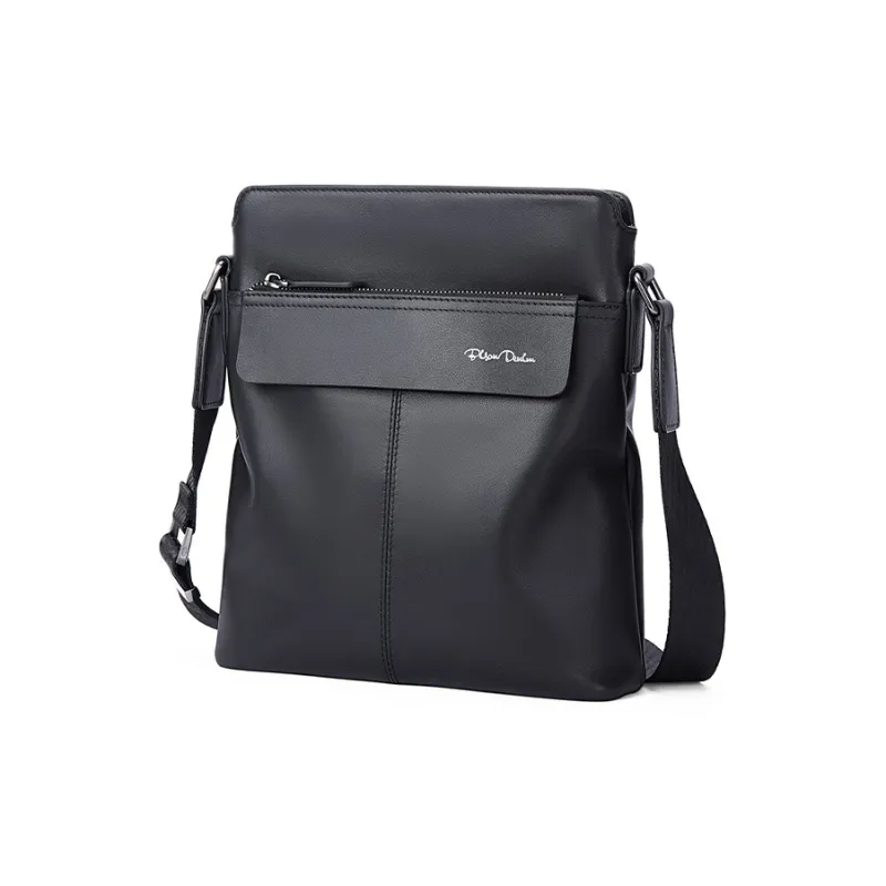 BISON DENIM Cow Leather Shoulder Bag Regular Men's Black-0