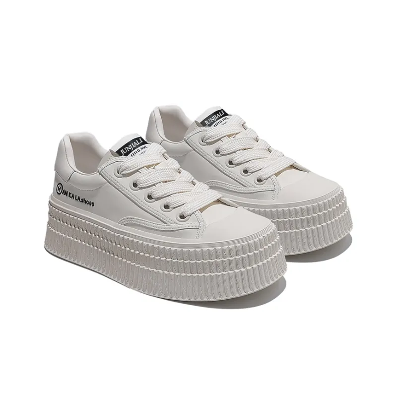 Junjali Cookie Shoes Wear-Resistant Lightweight Height Increasing Low-Top Skateboard Shoes 6cm Women's-2