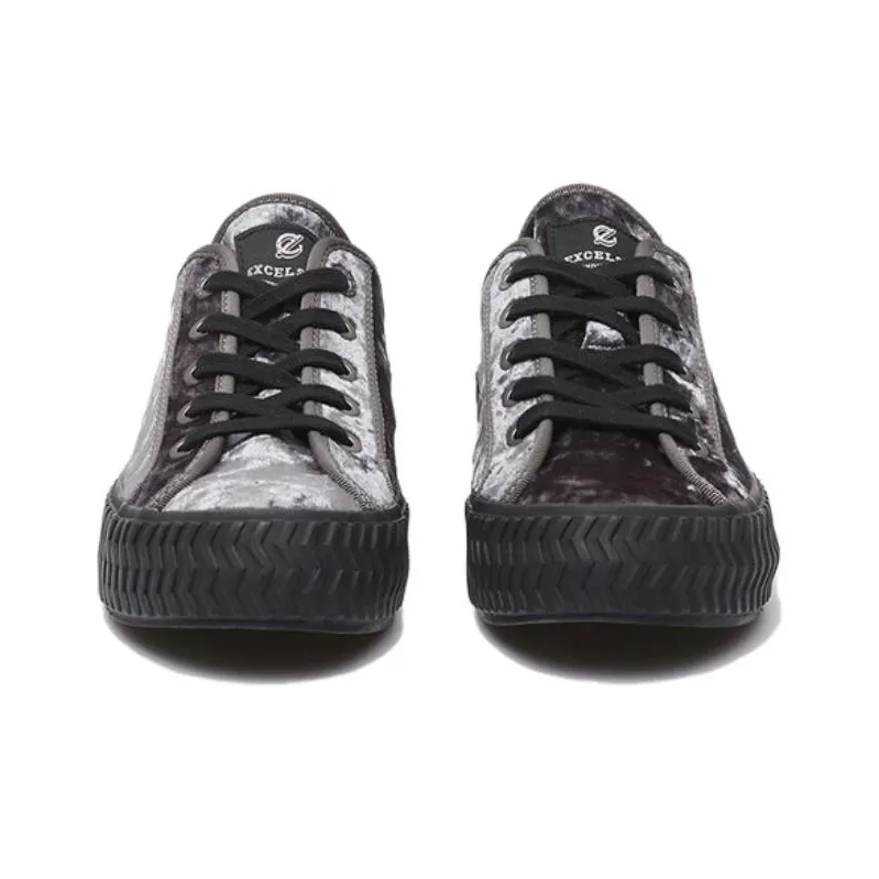 EXCELSIOR BOLT VELVET Slip Resistant Lightweight Height Increasing Low Top Canvas Shoes Unisex Charcoal Silver-4