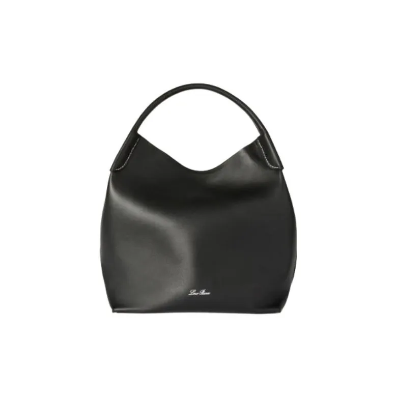 Loro Piana Calfskin Shoulder Bag, Crossbody Bag, Handbag Tubas Women's Black-0