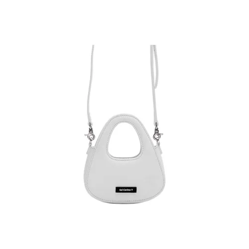 Sei Carina Y Cow Leather Steamed Bun Bag Shoulder Bag Crossbody Bag Small Size Women's White