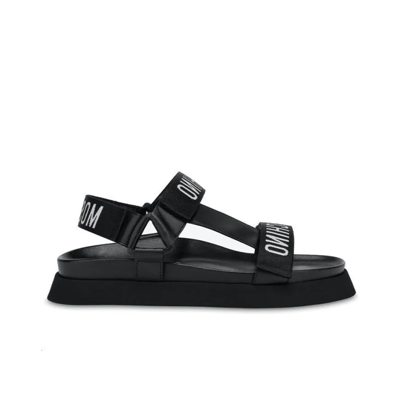 MOSCHINO Logo-tape Flat Sandals-1