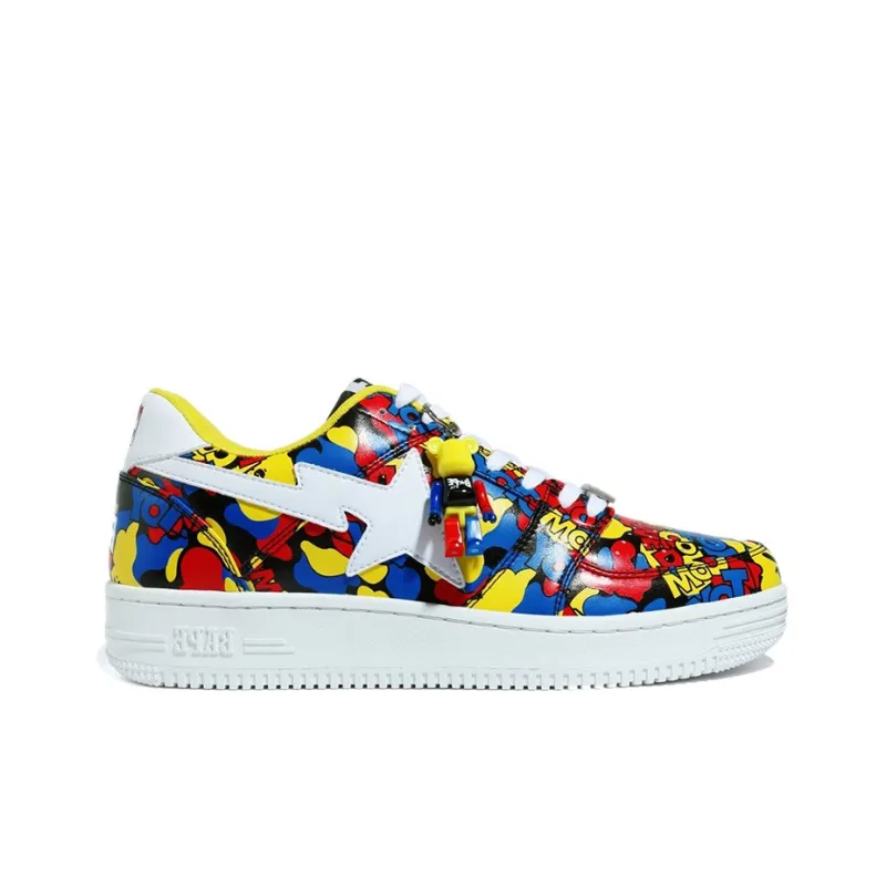 Medicom Toy x A BATHING APE STA Low Stylish Skateboarding Shoes Men's Yellow-1