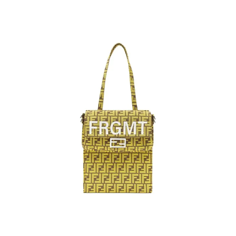 FENDI FRGMT Junya Ito Collaboration Baguette Jacquard Fabric Shoulder Bag Women's Yellow-1