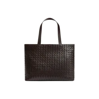 Bottega Veneta Calfskin Tote Bag Shopping Bag Handbag Large Size Men's Gummy Brown