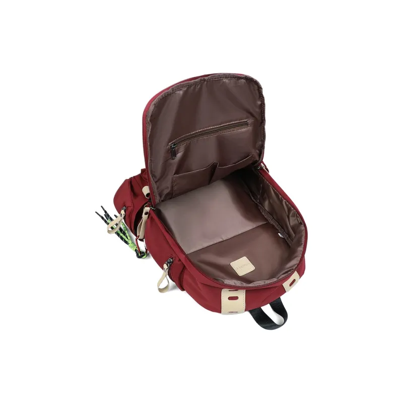 COMELY Nylon Fabric Backpack Large Size Women's Red-4