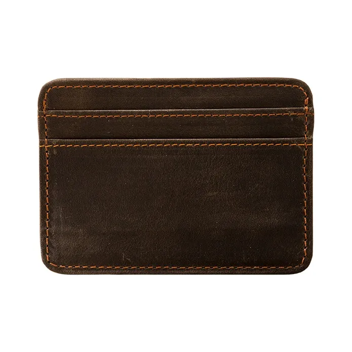 Back Step Cow Leather ID Card Holder Regular Unisex Camel/Dark Brown/Black-5