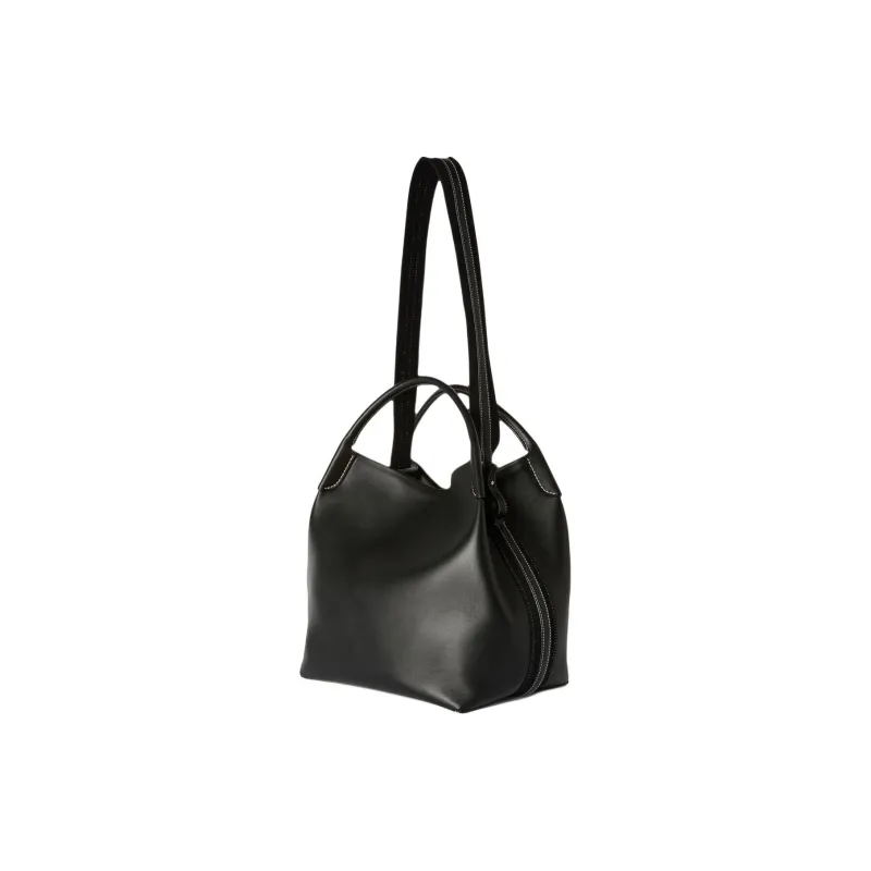 Loro Piana Calfskin Shoulder Bag, Crossbody Bag, Handbag Tubas Women's Black-1