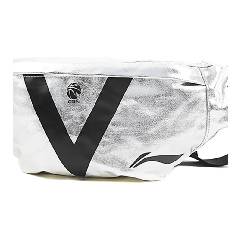 LiNing CBA Collection Fabric One Shoulder Crossbody Fanny Pack Regular Men's Silver-6