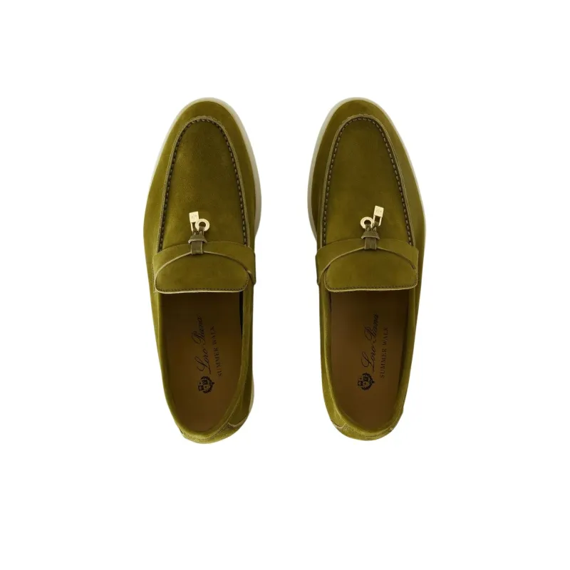 Loro Piana Summer Charms Walk Loafers Unisex Green-3