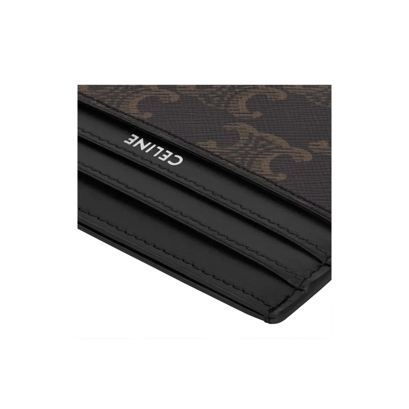 CELINE Cow Leather Card Holder Men's Black-3