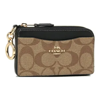 COACH Card Case Cow Leather Card Holder Men's Khaki