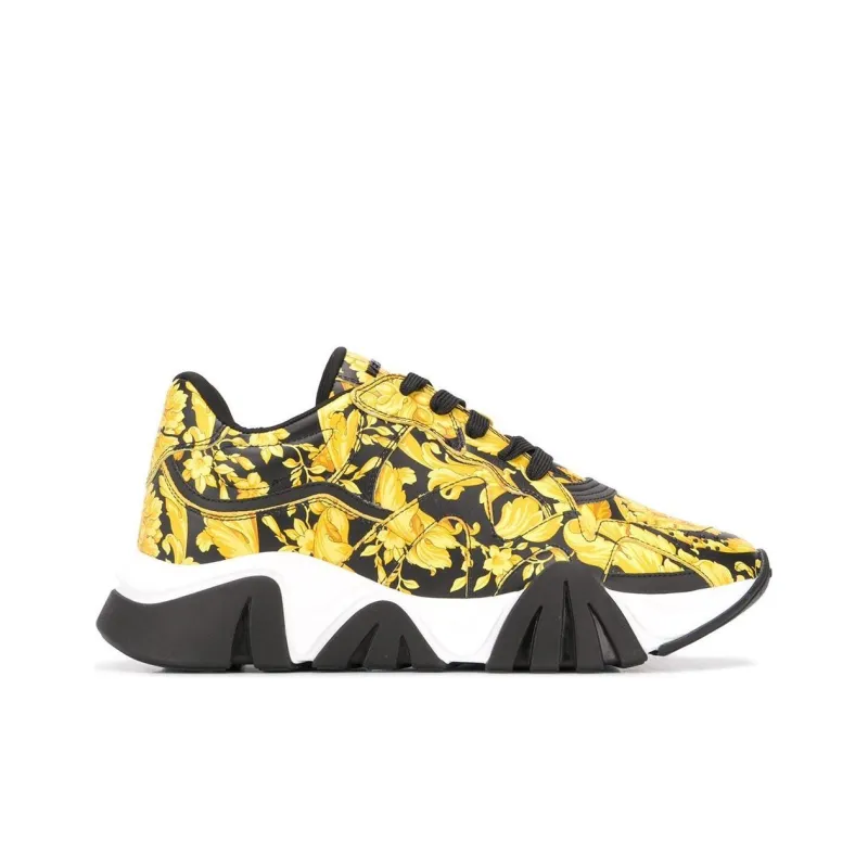 VERSACE Squalo Low Top Sports Casual Shoes Men's Black Gold-1