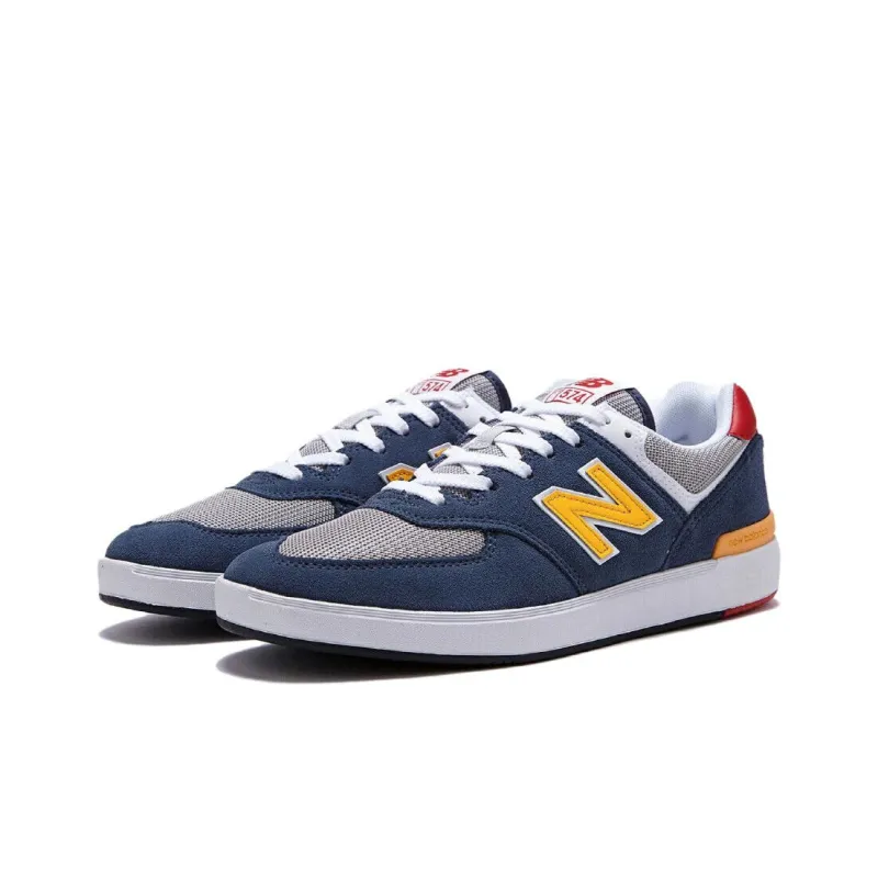 New Balance NB 574 Slip Resistant Shock Absorbers Low Top Skateboard Shoes Unisex Blue White-2