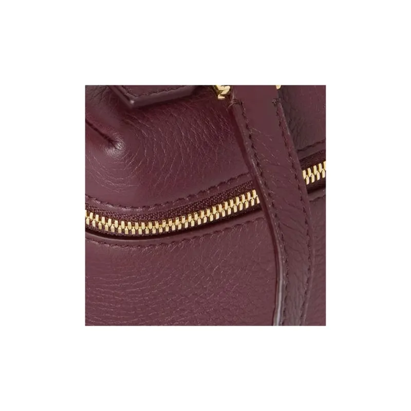 Loro Piana ExtraPocket Leather Makeup Bag Small Square Bag One Shoulder Handbag Women's Red Bean Color-4