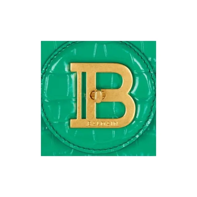 BALMAIN B BUZZ Patent Leather Handbag, Shoulder Bag, Crossbody Bag Women's Green-5