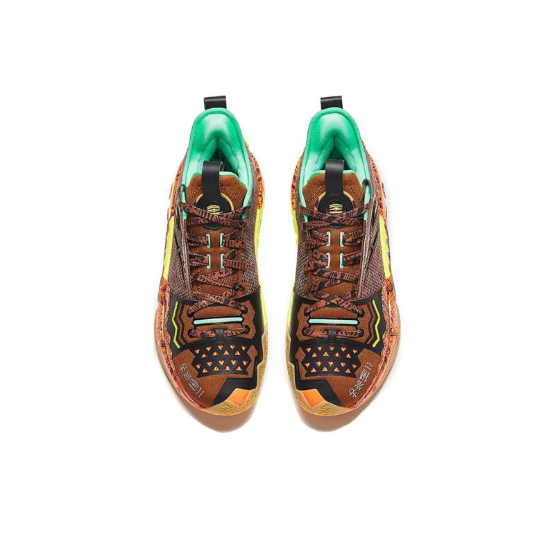 Anta Frenzy 5 Pro  FOCUS Wear Resistant Low Top Basketball Shoes Men's Orange Green-2