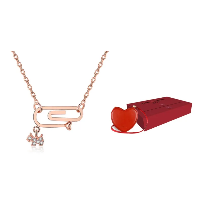 Agatha 925 Sterling Silver Necklace Collarbone Chain Women's Rose Gold-2