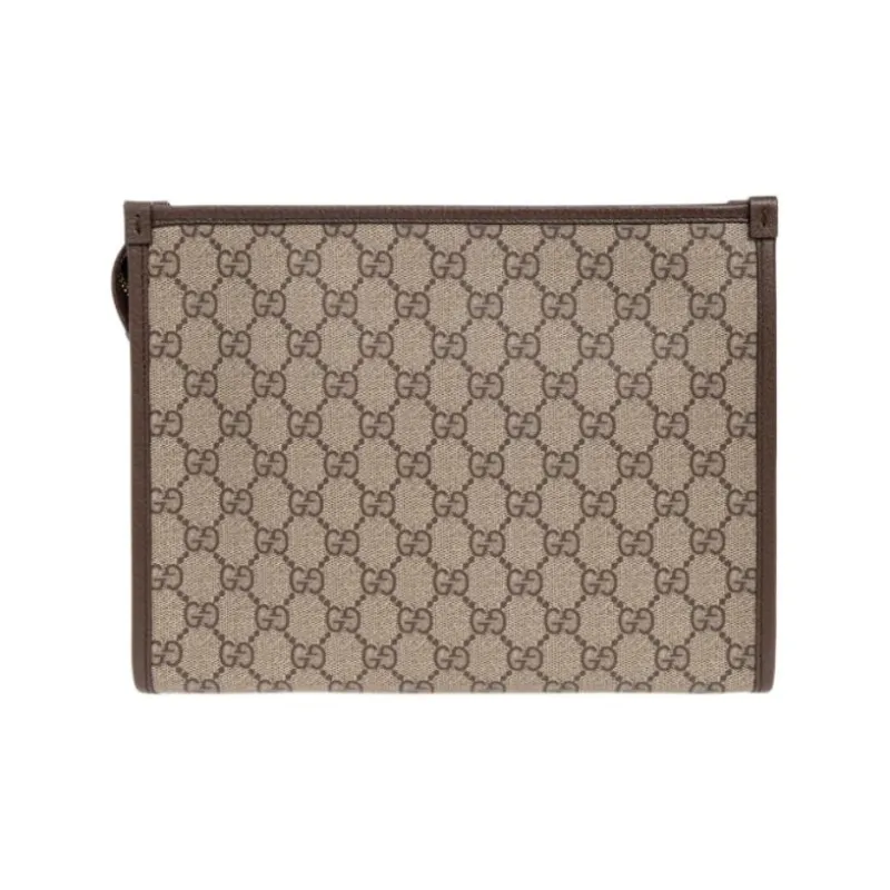 GUCCI Canvas With Leather Toiletry Bags Clutches Men's Beige & Brown-2