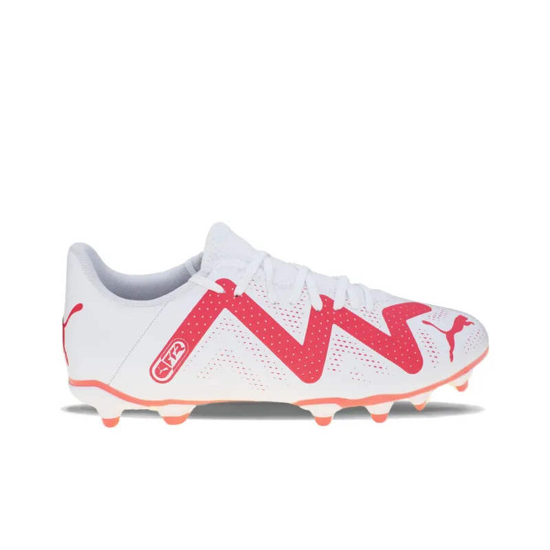 PUMA Future Play AG Short Rubber Studs FG Long Rubber Studs Cushioning, Wear Resistant Soccer Shoes Unisex White Red-1
