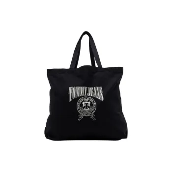 Tommy Hilfiger Cotton Tote Bag, Shopping Bag, Shoulder Bag, Handbag Regular Women's Black