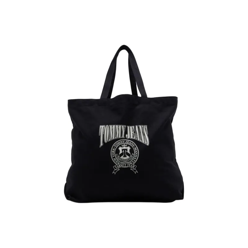 Tommy Hilfiger Cotton Tote Bag, Shopping Bag, Shoulder Bag, Handbag Regular Women's Black-0