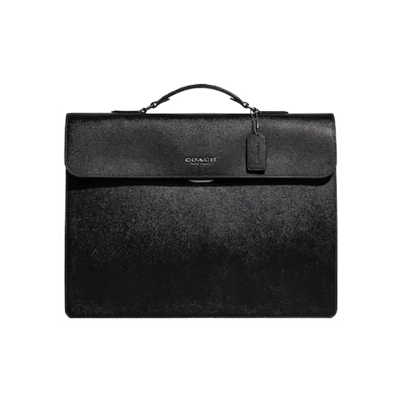 COACH Graham Cross Grain Leather Handbag, Shoulder Bag, Crossbody Bag, Briefcase Large Size Men's Black-1