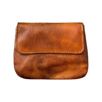 Back Step Top Grain Cow Leather Coin Purse Unisex Multicolor