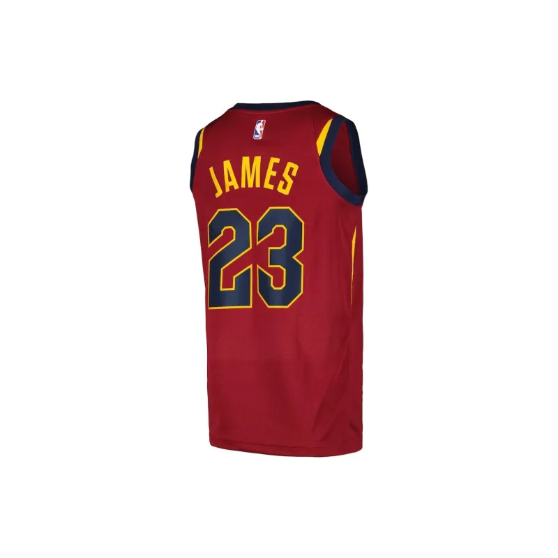 Nike Basketball Jersey Cleveland Cavaliers, LeBron James SW Embroidery Fan Edition Men's Burgundy-1