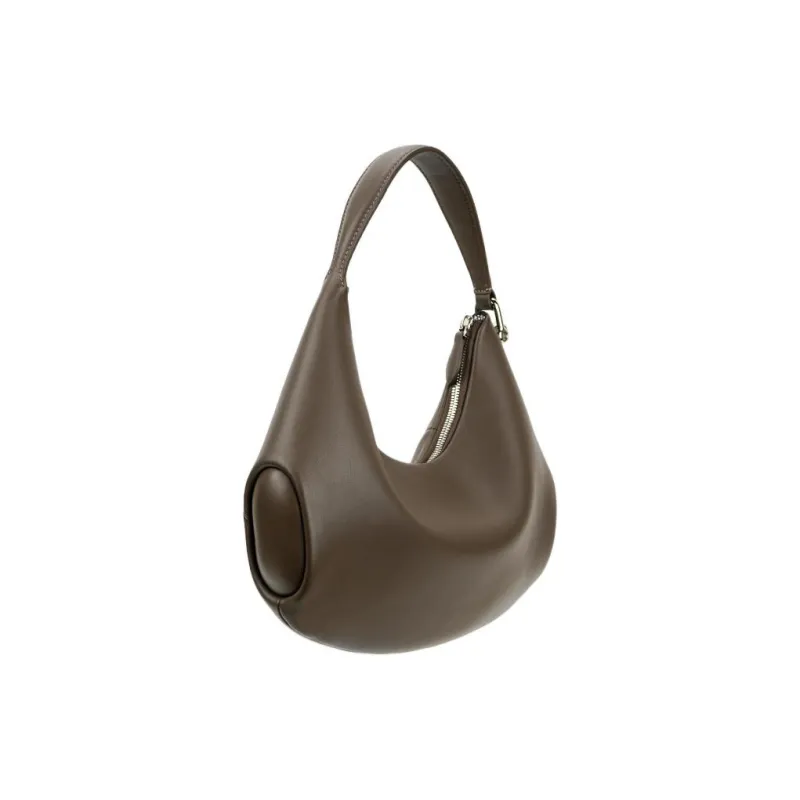 SUREN Top Grain Cow Leather Shoulder Bag, Handbag, Shoulder Bag Trumpets Unisex Mud Brown-1