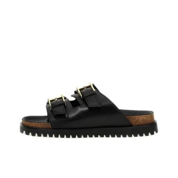 VERSACE Logo engraved Leather Slides