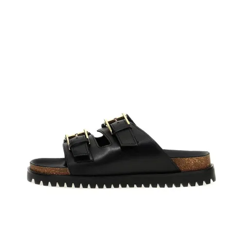 VERSACE Logo engraved Leather Slides