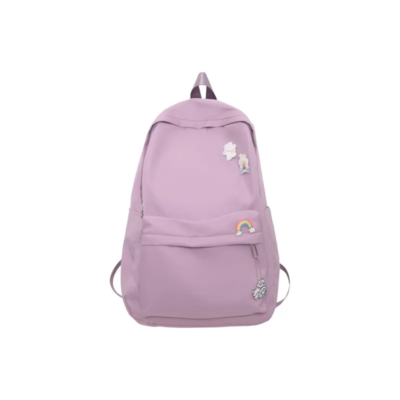 MingLu Nylon Laptop Backpack Regular Unisex Black/White/Blue/Purple/Pink-18